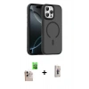MARSİLYAN™- iPhone 16 Pro Max Kılıf Doruk Form Serisi - Siyah Bilvis 3D Cam Ekran Koruyucu + Raze Metal Kamera Lens - NLGY