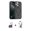 MARSİLYAN™- iPhone 16 Pro Max Kılıf Doruk Form Serisi - Siyah Bilvis 3X AR Hayalet Cam Ekran Koruyucu + Bilvis Titan Kamera Lens - GS