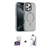 MARSİLYAN™- iPhone 16 Pro Max Kılıf Doruk Form Serisi - Siyah Bilvis 3X AR Hayalet Cam Ekran Koruyucu + Bilvis Titan Kamera Lens - GS