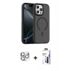 MARSİLYAN™- iPhone 16 Pro Max Kılıf Doruk Form Serisi - Siyah Bilvis 3X AR Hayalet Cam Ekran Koruyucu + Pers Alüminyum Kamera Lens - GS