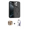 MARSİLYAN™- iPhone 16 Pro Max Kılıf Doruk Form Serisi - Siyah Bilvis 3X AR Hayalet Cam Ekran Koruyucu + Pers Alüminyum Kamera Lens - CLTM