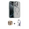 MARSİLYAN™- iPhone 16 Pro Max Kılıf Doruk Form Serisi - Siyah Bilvis 3X AR Hayalet Cam Ekran Koruyucu + Pers Alüminyum Kamera Lens - CLTM