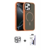 MARSİLYAN™- iPhone 16 Pro Max Kılıf Doruk Form Serisi - Siyah Bilvis 3X AR Hayalet Cam Ekran Koruyucu + Pers Alüminyum Kamera Lens - GI