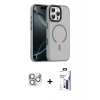 MARSİLYAN™- iPhone 16 Pro Max Kılıf Doruk Form Serisi - Siyah Bilvis 3X AR Hayalet Cam Ekran Koruyucu + Pers Alüminyum Kamera Lens - GS