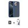 MARSİLYAN™- iPhone 16 Pro Max Kılıf Doruk Form Serisi - Siyah Bilvis 3X AR Hayalet Cam Ekran Koruyucu + PVD Metal Kamera Lens - SH