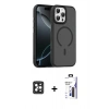 MARSİLYAN™- iPhone 16 Pro Max Kılıf Doruk Form Serisi - Siyah Bilvis 3X AR Hayalet Cam Ekran Koruyucu + PVD Metal Kamera Lens - SH