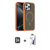 MARSİLYAN™- iPhone 16 Pro Max Kılıf Doruk Form Serisi - Siyah Bilvis 3X AR Hayalet Cam Ekran Koruyucu + PVD Metal Kamera Lens - SH
