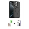 MARSİLYAN™- iPhone 16 Pro Max Kılıf Doruk Form Serisi - Siyah Bilvis 3X AR Hayalet Cam Ekran Koruyucu + Raze Metal Kamera Lens - NLGY