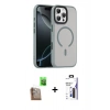 MARSİLYAN™- iPhone 16 Pro Max Kılıf Doruk Form Serisi - Siyah Bilvis 3X AR Hayalet Cam Ekran Koruyucu + Raze Metal Kamera Lens - CLTM