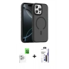 MARSİLYAN™- iPhone 16 Pro Max Kılıf Doruk Form Serisi - Siyah Bilvis 3X AR Hayalet Cam Ekran Koruyucu + Raze Metal Kamera Lens - BZ
