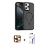 MARSİLYAN™- iPhone 16 Pro Max Kılıf Doruk Form Serisi - Siyah Bilvis 3X AR HD Cam Ekran Koruyucu + Pers Alüminyum Kamera Lens - CLTM
