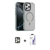 MARSİLYAN™- iPhone 16 Pro Max Kılıf Doruk Form Serisi - Siyah Bilvis 3X AR HD Cam Ekran Koruyucu + PVD Metal Kamera Lens - GD