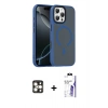 MARSİLYAN™- iPhone 16 Pro Max Kılıf Doruk Form Serisi - Siyah Bilvis 3X AR HD Cam Ekran Koruyucu + PVD Metal Kamera Lens - GD