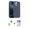 MARSİLYAN™- iPhone 16 Pro Max Kılıf Doruk Form Serisi - Siyah Bilvis 5in1 3D Magic Cam Ekran Koruyucu + Raze Metal Kamera Lens - BZ