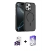 MARSİLYAN™- iPhone 16 Pro Max Kılıf Doruk Form Serisi - Siyah Bilvis 5in1 3D Magic Cam Ekran Koruyucu + Bilvis Titan Kamera Lens - GS