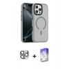 MARSİLYAN™- iPhone 16 Pro Max Kılıf Doruk Form Serisi - Siyah Bilvis 5in1 3D Magic Cam Ekran Koruyucu + Pers Alüminyum Kamera Lens - GI