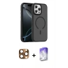 MARSİLYAN™- iPhone 16 Pro Max Kılıf Doruk Form Serisi - Siyah Bilvis 5in1 3D Magic Cam Ekran Koruyucu + Pers Alüminyum Kamera Lens - CLTM