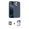 MARSİLYAN™- iPhone 16 Pro Max Kılıf Doruk Form Serisi - Siyah Bilvis 5in1 3D Magic Cam Ekran Koruyucu + PVD Metal Kamera Lens - GD