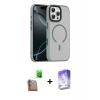 MARSİLYAN™- iPhone 16 Pro Max Kılıf Doruk Form Serisi - Siyah Bilvis 5in1 3D Magic Cam Ekran Koruyucu + Raze Metal Kamera Lens - CLTM