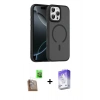 MARSİLYAN™- iPhone 16 Pro Max Kılıf Doruk Form Serisi - Siyah Bilvis 5in1 3D Magic Cam Ekran Koruyucu + Raze Metal Kamera Lens - CLTM