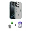 MARSİLYAN™- iPhone 16 Pro Max Kılıf Doruk Form Serisi - Siyah Bilvis 5in1 3D Magic Cam Ekran Koruyucu + Raze Metal Kamera Lens - SH