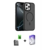 MARSİLYAN™- iPhone 16 Pro Max Kılıf Doruk Form Serisi - Siyah Bilvis 5in1 3D Magic Cam Ekran Koruyucu + Raze Metal Kamera Lens - SH