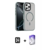 MARSİLYAN™- iPhone 16 Pro Max Kılıf Doruk Form Serisi - Siyah Bilvis 5in1 3D Magic Cam Ekran Koruyucu + PVD Metal Kamera Lens - SH