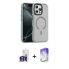 MARSİLYAN™- iPhone 16 Pro Max Kılıf Doruk Form Serisi - Siyah Bilvis 5in1 3D Magic Cam Ekran Koruyucu + Bilvis Titan Kamera Lens - SH