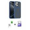 MARSİLYAN™- iPhone 16 Pro Max Kılıf Doruk Form Serisi - Siyah Bilvis 5in1 5D Magic Hayalet Cam Ekran Koruyucu + Raze Metal Kamera Lens - BZ