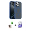 MARSİLYAN™- iPhone 16 Pro Max Kılıf Doruk Form Serisi - Siyah Bilvis 5in1 5D Magic Hayalet Cam Ekran Koruyucu + Raze Metal Kamera Lens - NLGY