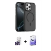 MARSİLYAN™- iPhone 16 Pro Max Kılıf Doruk Form Serisi - Siyah Bilvis 5in1 5D Magic Hayalet Cam Ekran Koruyucu + Bilvis Titan Kamera Lens - TMGI