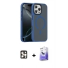 MARSİLYAN™- iPhone 16 Pro Max Kılıf Doruk Form Serisi - Siyah Bilvis 5in1 5D Magic Hayalet Cam Ekran Koruyucu + PVD Metal Kamera Lens - GD