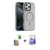 MARSİLYAN™- iPhone 16 Pro Max Kılıf Doruk Form Serisi - Siyah Bilvis 5in1 5D Magic Hayalet Cam Ekran Koruyucu + Raze Metal Kamera Lens - CLTM