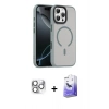 MARSİLYAN™- iPhone 16 Pro Max Kılıf Doruk Form Serisi - Siyah Bilvis 5in1 5D Magic Hayalet Cam Ekran Koruyucu + Pers Alüminyum Kamera Lens - GS
