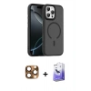 MARSİLYAN™- iPhone 16 Pro Max Kılıf Doruk Form Serisi - Siyah Bilvis 5in1 5D Magic Hayalet Cam Ekran Koruyucu + Pers Alüminyum Kamera Lens - CLTM