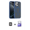 MARSİLYAN™- iPhone 16 Pro Max Kılıf Doruk Form Serisi - Siyah Bilvis 5in1 5D Magic Hayalet Cam Ekran Koruyucu + PVD Metal Kamera Lens - SH