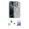 MARSİLYAN™- iPhone 16 Pro Max Kılıf Doruk Form Serisi - Siyah Bilvis 5in1 5D Magic Hayalet Cam Ekran Koruyucu + Raze Metal Kamera Lens - BZ