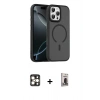 MARSİLYAN™- iPhone 16 Pro Max Kılıf Doruk Form Serisi - Siyah Bilvis Hayalet Cam Ekran Koruyucu + PVD Metal Kamera Lens - GD