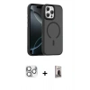 MARSİLYAN™- iPhone 16 Pro Max Kılıf Doruk Form Serisi - Siyah Bilvis Hayalet Cam Ekran Koruyucu + Pers Alüminyum Kamera Lens - GS