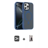 MARSİLYAN™- iPhone 16 Pro Max Kılıf Doruk Form Serisi - Siyah Bilvis Hayalet Cam Ekran Koruyucu + PVD Metal Kamera Lens - SH