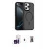 MARSİLYAN™- iPhone 16 Pro Max Kılıf Doruk Form Serisi - Siyah Bilvis Hayalet Cam Ekran Koruyucu + Bilvis Titan Kamera Lens - SH