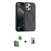 MARSİLYAN™- iPhone 16 Pro Max Kılıf Doruk Form Serisi - Siyah Bilvis Hayalet Cam Ekran Koruyucu + Raze Metal Kamera Lens - SH