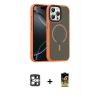 MARSİLYAN™- iPhone 16 Pro Max Kılıf Doruk Form Serisi - Siyah Buffer Cam Ekran Koruyucu + Gümüş PVD Metal Kamera Lens