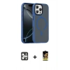 MARSİLYAN™- iPhone 16 Pro Max Kılıf Doruk Form Serisi - Siyah Buffer Cam Ekran Koruyucu + Gümüş PVD Metal Kamera Lens