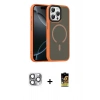 MARSİLYAN™- iPhone 16 Pro Max Kılıf Doruk Form Serisi - Siyah Buffer Cam Ekran Koruyucu + Pers Alüminyum Kamera Lens - GI
