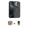 MARSİLYAN™- iPhone 16 Pro Max Kılıf Doruk Form Serisi - Siyah Buffer Cam Ekran Koruyucu + Pers Alüminyum Kamera Lens - CLTM