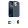 MARSİLYAN™- iPhone 16 Pro Max Kılıf Doruk Form Serisi - Siyah Buffer Cam Ekran Koruyucu + PVD Metal Kamera Lens - SH