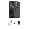MARSİLYAN™- iPhone 16 Pro Max Kılıf Doruk Form Serisi - Siyah Buffer Cam Ekran Koruyucu + Raze Metal Kamera Lens - BZ