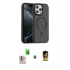 MARSİLYAN™- iPhone 16 Pro Max Kılıf Doruk Form Serisi - Siyah Buffer Cam Ekran Koruyucu + Raze Metal Kamera Lens - NLGY