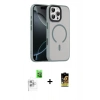 MARSİLYAN™- iPhone 16 Pro Max Kılıf Doruk Form Serisi - Siyah Buffer Cam Ekran Koruyucu + Raze Metal Kamera Lens - BZ